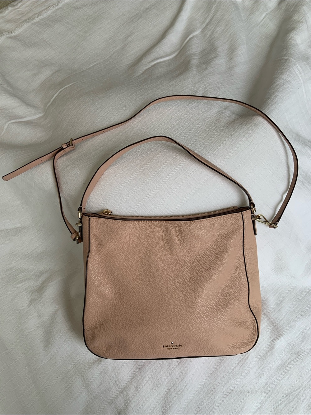 kate spade Pebbled Leather Shoulder Bag in Blush Pink